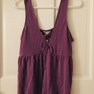 Plum Lace Up Tank Top
